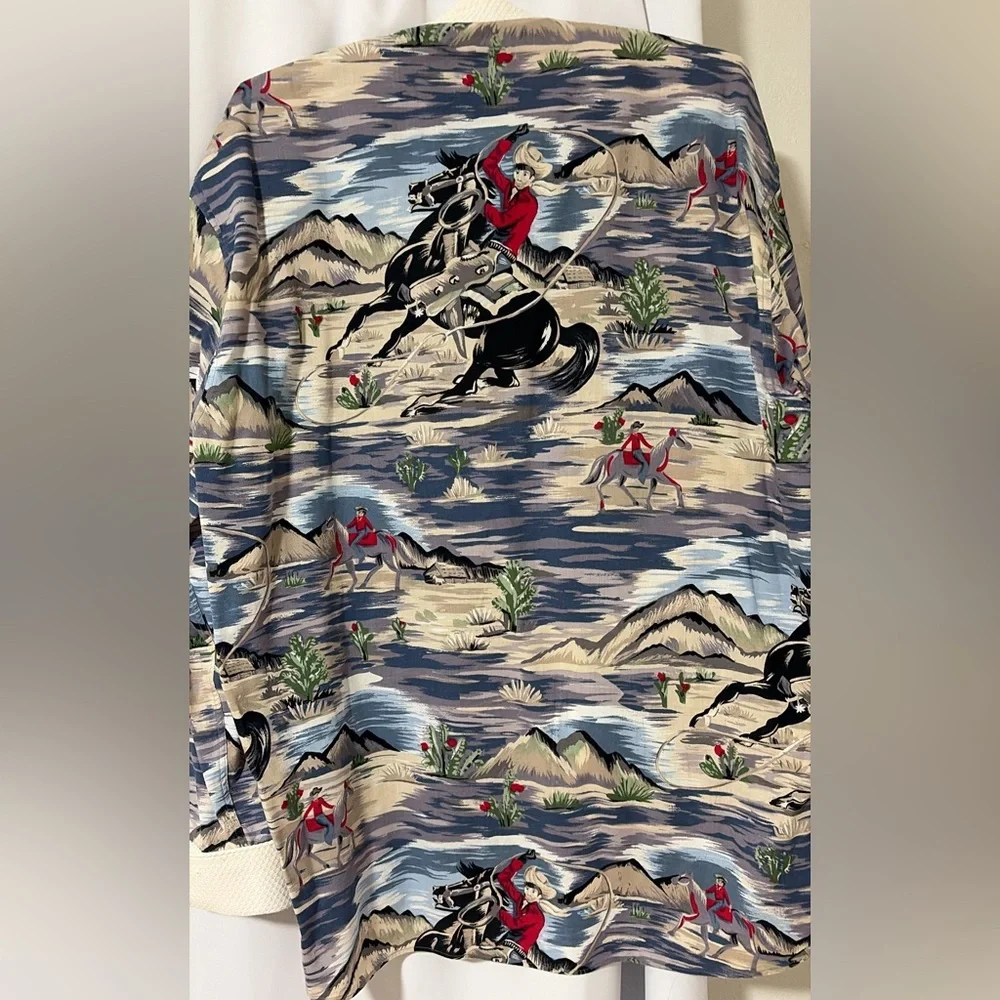 Vintage Neiman Marcus Cowboy Western Scenic Print Shirt - Picture 7 of 8